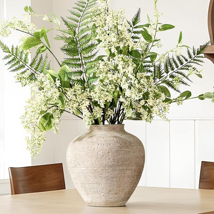 Vanselia Ceramic Flower Vase Home Decor - Large Tall Farmhouse Table Vases Rustic Vintage Living Room Kitchen Bedroom Decorations for House Book Shelf Office Coffee Desk Dining Fireplace (10" Retro)