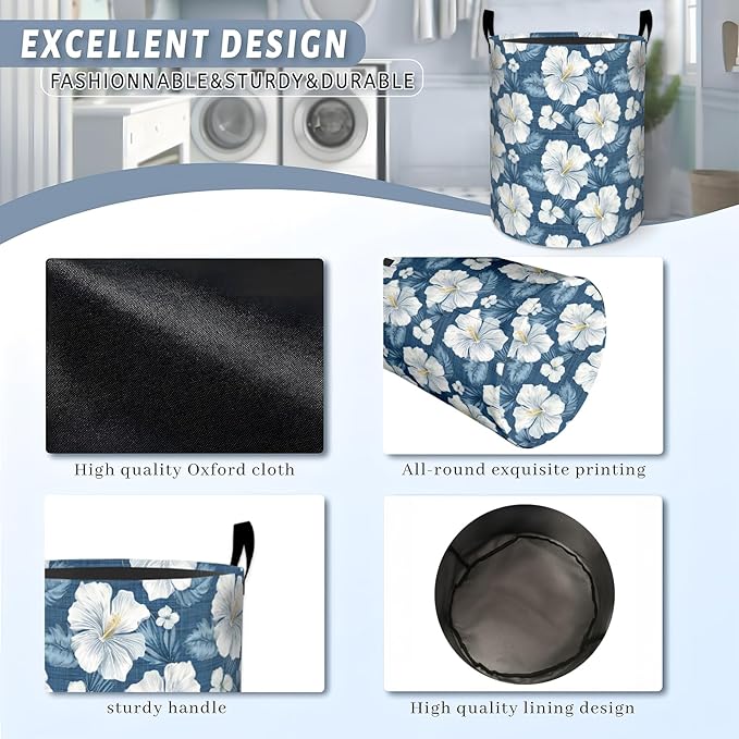 Sleeping Red Fox in Wildflowers Laundry Basket with Handles, 19.7"x15.7" Clothes Foldable Laundry Hamper Organizer for Dorm Nursery Bedroom Bathroom Decor, Toy Storage Bin for Kids