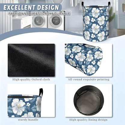 Sleeping Red Fox in Wildflowers Laundry Basket with Handles, 19.7"x15.7" Clothes Foldable Laundry Hamper Organizer for Dorm Nursery Bedroom Bathroom Decor, Toy Storage Bin for Kids