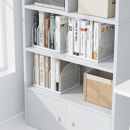 gianotter Desktop File Organizer, Desk Organizer with 5 Compartments, Paper Organizer for Desk, Workspace Organizers for Office Supplies (White, Upright Style)