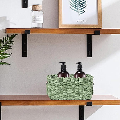 Small baskets for Organizing,Cute woven Storage basket with recycled paper rope for Shelves Bathroom,Little decorative basket,Set of 3 (Dark Green)