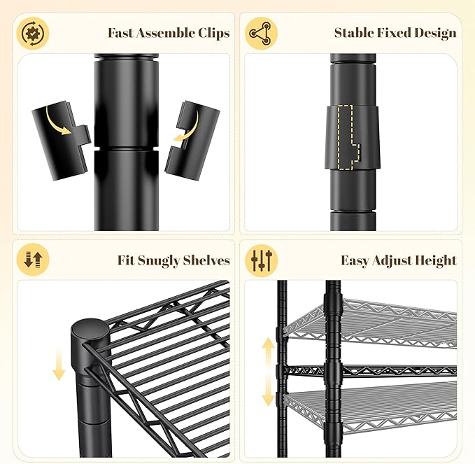 Raybee Portable Closet 780LBS, Heavy Duty Clothes Rack, Freestanding Clothing Rack with 3 Hanging Rods & 6 Shelves, Adjustable Wardrobe Closet Organizer System, Black