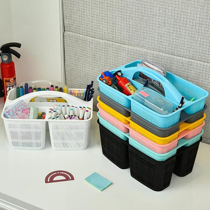 Plastic Gray Shower Caddy Basket, Divided Cleaning Portable Shower Basket with Handle Compartments Storage Organizer for Bathroom, College, Kitchen, Dorm Room Essentials