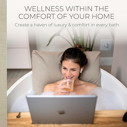BADESOFA® Luxury Bath Pillow S - Ultra Comfortable & Quick-Drying Bath Back Pillow - Washable Full Body Bath Pillow for Bathtub - Therapeutic Head and Neck Support - Luxury Spa Cushion in Beige