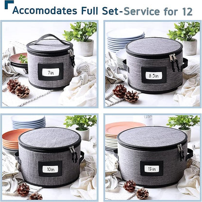 STORAGEBUD China Storage Containers Hard Shell, 8 Piece Flatware & Utensil with Mug Storage, Wine Glass 4 Dish Platter Case, Padded Dinnerware Containers, (sb-hds-09)
