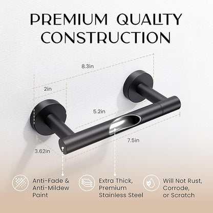 Day Moon™ - Toilet Paper Holder - Modern Roll Holder for Bathroom - 2 Pack - Wall Mount, Black