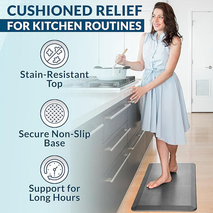 ComfiLife Anti Fatigue Floor Mat – 3/4 Inch Thick Kitchen Mats for Floor, Standing Desk Mat, Kitchen Rug – Comfort at Home, Office – Durable – Stain Resistant – Non-Slip Bottom (20" x 32", Gray)
