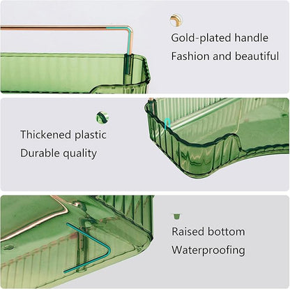 YCIA&DONE Corner Bathroom Counter Organizer, Makeup Organizer for Vanity, Skincare Cosmetic Perfume Tray, Corner Countertop Shelf Rack Storage for Bathroom Kitchen 3 Tiers (Vintage Green)
