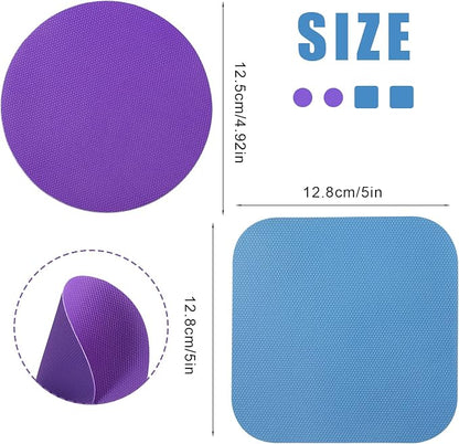 LUTER 4pcs Jar Opener, Rubber, Multi-function Silicone Bottle Opener for Seniors with Weak Hands Lid Cap Gripper Pads Kitchen Coasters Gadgets(blue square + purple round)
