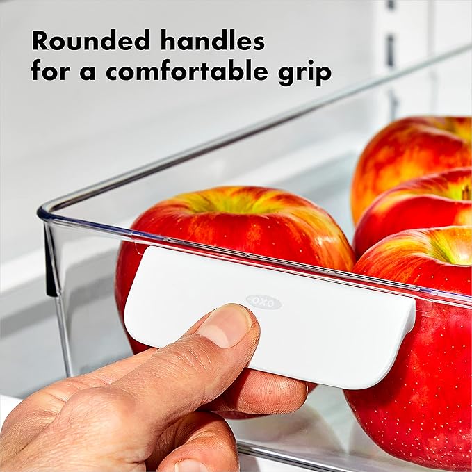OXO Good Grips Fridge Organization Bin 8 in x 10 in - for Deli Meats, Cheeses, Loose Fruits and More (Pack of 4)