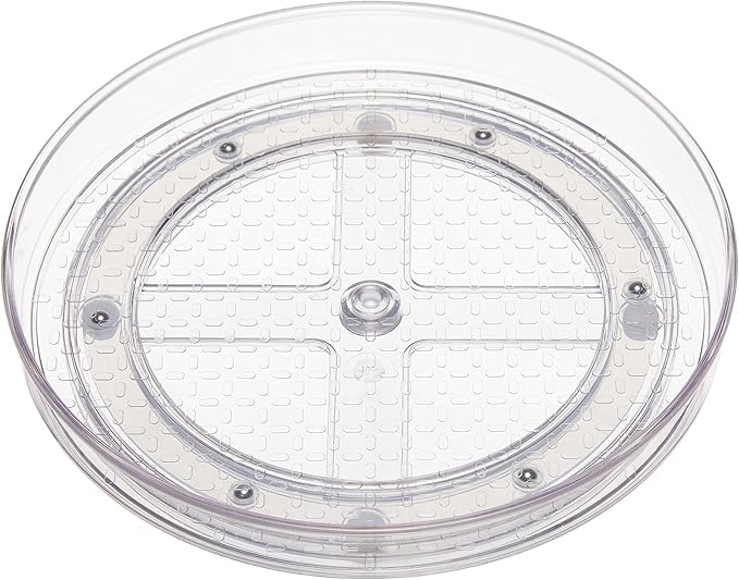 Amazon Basics Clear Rotating Lazy Susan Turntable Organizer for Condiments, 9-Inch (Pack of 16)