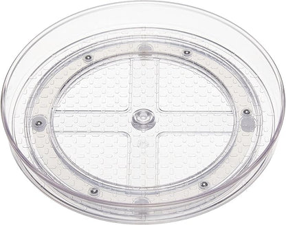 Amazon Basics Clear Rotating Lazy Susan Turntable Organizer for Condiments, 9-Inch (Pack of 16)