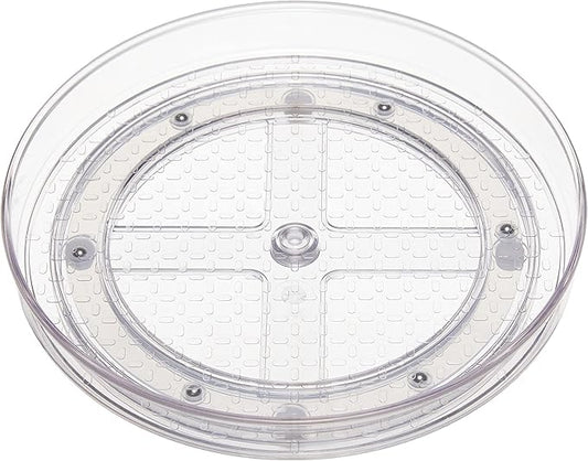 Amazon Basics Clear Rotating Lazy Susan Turntable Organizer for Condiments, 9-Inch (Pack of 16)