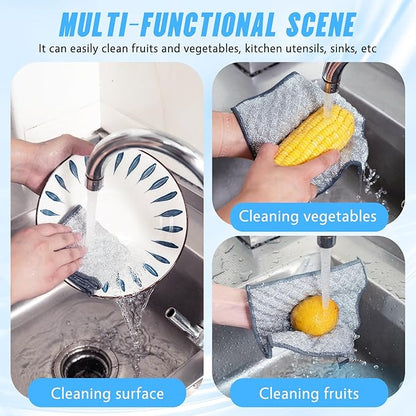 Wangjinpeng10 Pcs New Upgrade 4-Layer Metal Dish Cloths, Non-Scratch Odor-Free Multipurpose Wire Dishwashing Rags for Wet Dry Use, Kitchen Cleaning Cloths for Dishes, Sinks & Stove Tops(7.87X7.87)