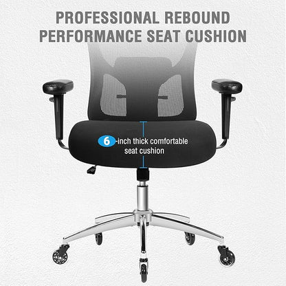 Big and Tall Office Chair 600lbs, Heavy Duty Ergonomic Mesh Chair, Computer Executive Desk Chair with Wide Thick Seat, Adjustable Armrests, Lumbar Support