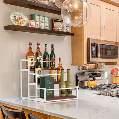 THYGIFTREE Coffee Syrup Rack Organizer 3-Tier 12 Syrup Bottles Holder Stand for Coffee Bar Station Storage Shelves for Syrup, Wine, Dressing for Kitchen Countertop, White