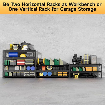 cynnda 5-Tier 60”D X 20”W X 72”H Garage Shelving Heavy Duty 3000LBS Shop Shelves Heavy Duty Adjustable Unit Rack Metal Rack (Black)