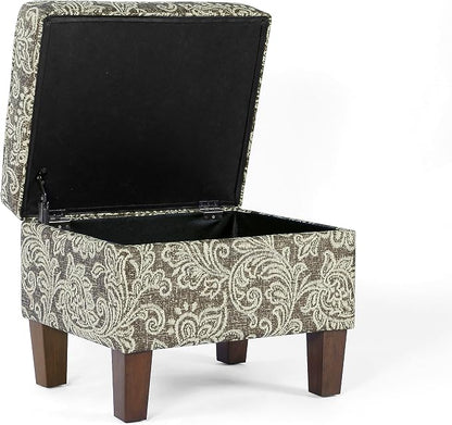Spatial Order Home Decor | Dinah Collection Modern Storage Ottoman | Ottoman with Storage for Living Room & Bedroom(Brown Jacobean Print)