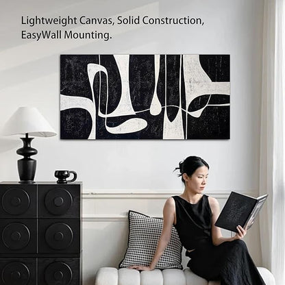 Tarfupth Black and White Abstract Wall Art for Living Room Minimalist Line Large Canvas Artwork for Bedroom Home Office Wall Decor Modern Canvas Prints 29"x58"