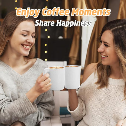 Wheat Straw Cups 16 OZ, Unbreakable Coffee Mugs Set of 6, Alternatives to Plastic Drinking Cups Reusable, Dishwasher Safe Coffee Cups for Kitchen, Camping, Farmhouse - White