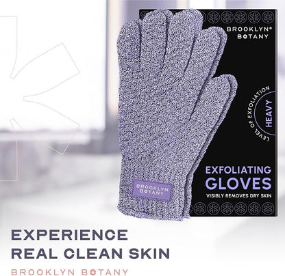 Brooklyn Botany Exfoliating Gloves for Bath and Shower – Heavy Duty Exfoliating Body Scrubber for Massage and Dead Skin Remover for Body – 2 Pairs