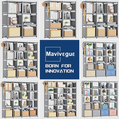 Mavivegue Book Shelf, 12 Cube Storage Organizer, DIY Bookcase, Metal Cube Bookshelf, Cubbies Closet Storage Organizer Shelves for Bedroom,Living Room,Home,Office