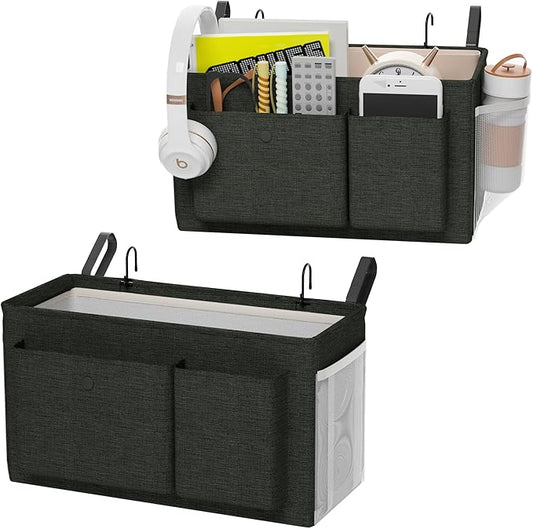 Edudif Bedside Caddy Bedside Organizer with Fixed Straps & Water Bottle Holder, Bunk Bed Caddy ideal for Home, Dorm, Hospital, Crib, Versatile Bedside Storage Solution