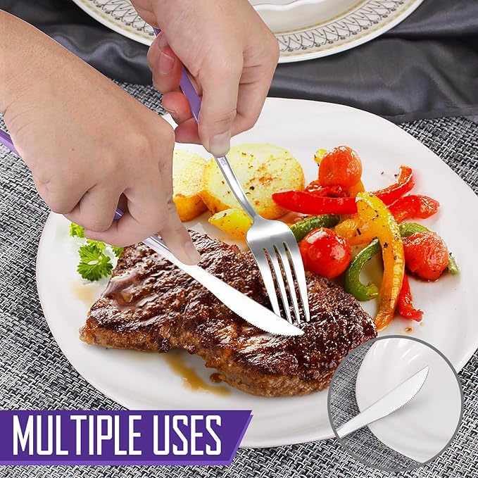 VANVRO Gradient Purple Silverware Set, 20-Piece Stainless Steel Flatware Cutlery Set, Kitchen Utensil Set Service for 4, Include Knife/Fork/Spoon, Mirror Polished, Dishwasher Safe