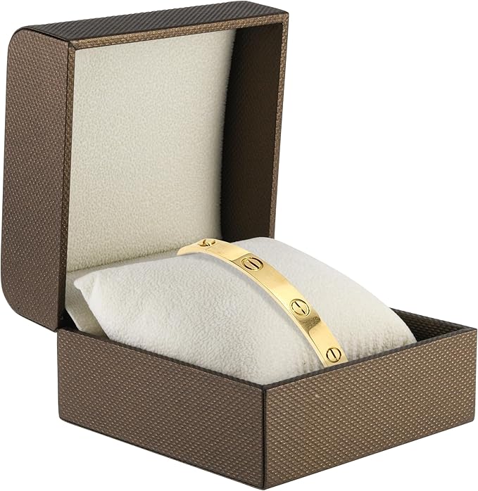Premium Weave Texture Pillow-Style Watch Box & Bangle Box for Men & Women - Soft Ivory Suede Interior Bracelet/Bangle & Watch Case - Ideal for Watch & Bracelet Jewelry Gift Box Display