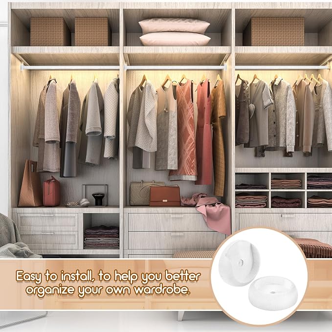 Yookeer 4 Pack Wooden Closet Pole Sockets 1-3/8" Closet Rod Holders Pole Holders for Wardrobe Hallway Bathroom Curtain Clothing Store(White)