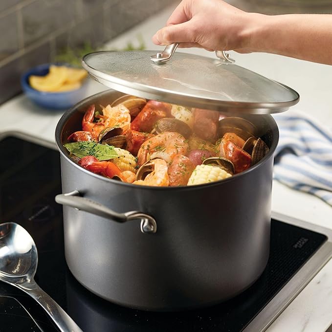 Circulon A1 Series with ScratchDefense Technology Nonstick Induction Stockpot with Lid, 8 Quart, Graphite