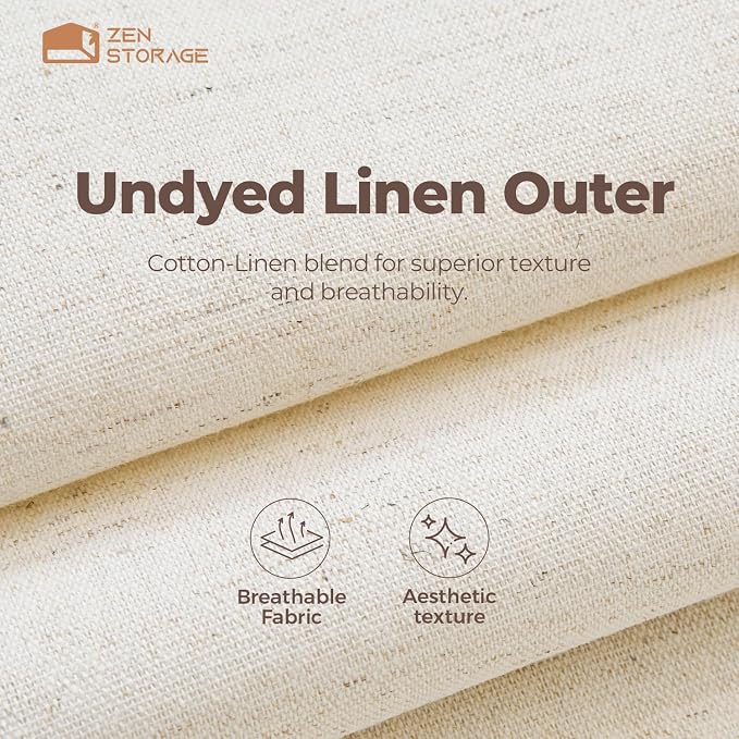 Cotton Linen Drawer Organizer for Baby Clothes, 12Pack Multi-Size Nursery Dresser Dividers for Clothes, Premium Foldable Storage Bins for Bedroom, Closet and Diaper Table, Beige
