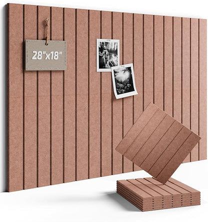 Felt Bulletin Board Tiles -28"x18" with 40 Adhesive Tabs, Cork Board Alternative for Office Decor, Push Pin Board Wall Organizer 6-Pack (Terracotta)