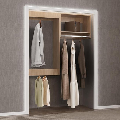 Modular Closet Organizer, 64" Wide Hanging System, Wood Tower Storage for Walk In & Bedroom Closets, Wall Mounted Wardrobe Organizer