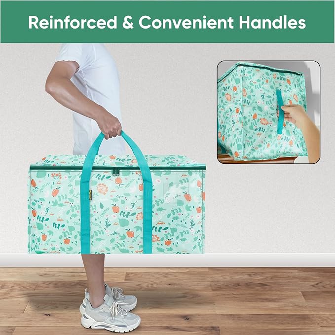 BALEINE 2-Pack Oversized Moving Bags with Reinforced Handles, Heavy-Duty Storage Tote for Clothes, Moving Supplies (Spring Stroll, 2-Pack)