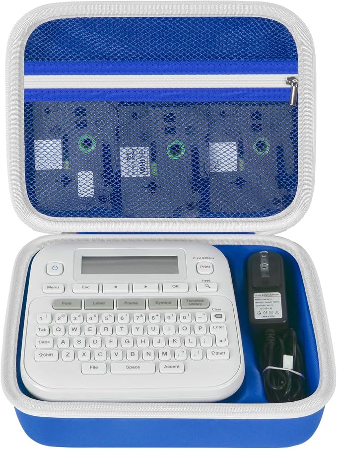 Case Compatible with Brother P-Touch PTD220 210 Home/Office Everyday Label Maker, Storage Holder Carrying Organizer for Label Tapes, AC Adapter, Charging Cables (Box Only) -Blue