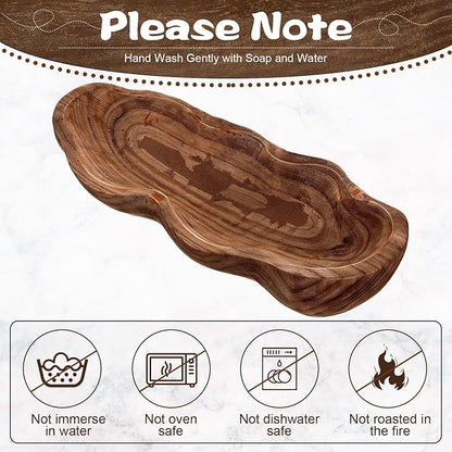 Nuogo 1 Pack 16 Inch Wavy Live Edge Dough Bowl Large Size Wood Rustic Dough Bowl Decorative for DIY Farmhouse Home Supplies Kitchen Decoration(Dark Color)