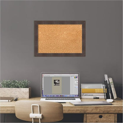 Amanti Art Natural Cork Board for Wall, 14x20 Vision Board with Brown Wood Frame, Small Corkboard Office Decor for Home Organization, Rustic Farmhouse Corkboard Pinboard to display items for home