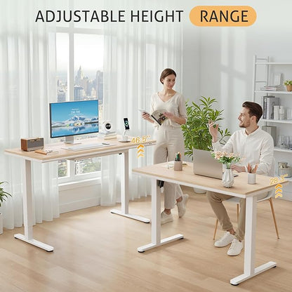 Furmax Electric Standing Desk with Drawers, Adjustable Height Sit Stand Desk with One-Piece Desktop & USB Charging Port for Home Office Computer Desks (Bamboo Desktop, 48 Inch)