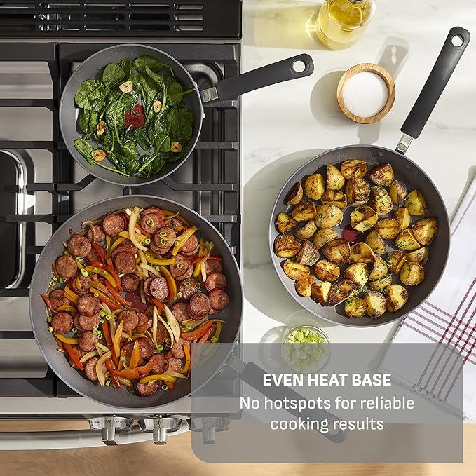 T-Fal Ultimate Hard Anodized Nonstick 13 Piece Cookware Set, Oven Safe Up to 400°F, Pots and Pans Set, Includes Frying Pans, Saucepan, Stockpot, Cooking Utensils, Grey
