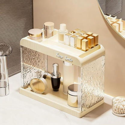 Bathroom Counter Organizer, 2-Tier Acrylic Storage Organizer for Makeup Perfume Lipstick, Skincare Organizers Shelf, Vanity Storage Tray for Bedroom, Living Room, Spice Racks, Coffee Bar