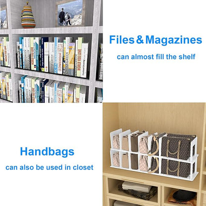Adjustable Vertical File Sorter Sturdy Plastic Expandable Upright File Holder, Desktop Binder Organizer, Home School Office File Organizer Bookshelf Divider, Assemble Easily Endlessly, White