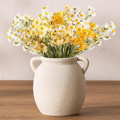 Dobbyby Ceramic Flower Small Vase 6 inch Farmhouse Rustic Vase Decorative Pottery Terracotta Vases for Home Decor Table Mantle Fireplace Living Room Bathroom Wedding Centerpiece