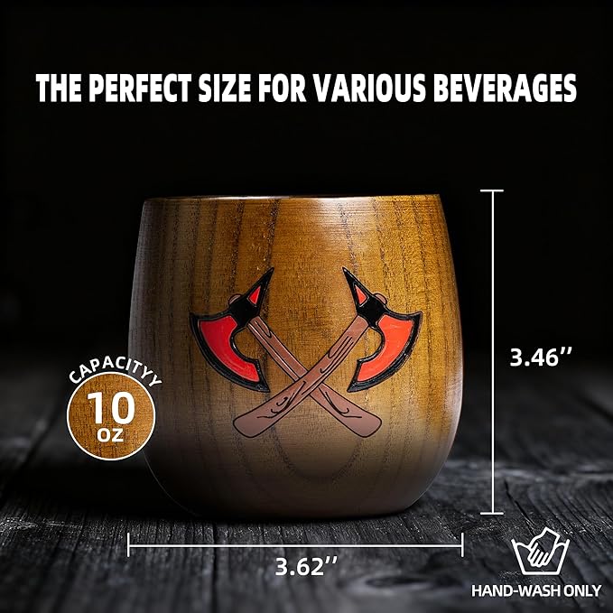 Charred Wooden Bourbon Drinking Glass,2 Pieces 11oz Handcrafted Old Fashioned Whiskey Tumbler,Viking Cup,Bourbon Gifts for Men, Dad, or Brother,Whiskey Gifts