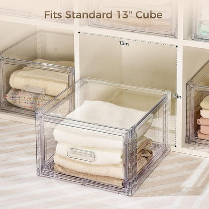 Vtopmart 9 Pack 18QT Clear Stackable Storage Drawers,Easily Assemble Closet Organizers,Plastic Storage Bins for Bathroom,Cabinet,Kitchen Pantry,Under Sink Organization(Medium)