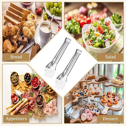 Kitchen tongs crafted from 304 stainless steel, effortlessly cleanable and food-grade safe. Ideal for cooking, salad preparation, barbecuing, frying and more. A splendid kitchen gift set (24cm + 29cm)
