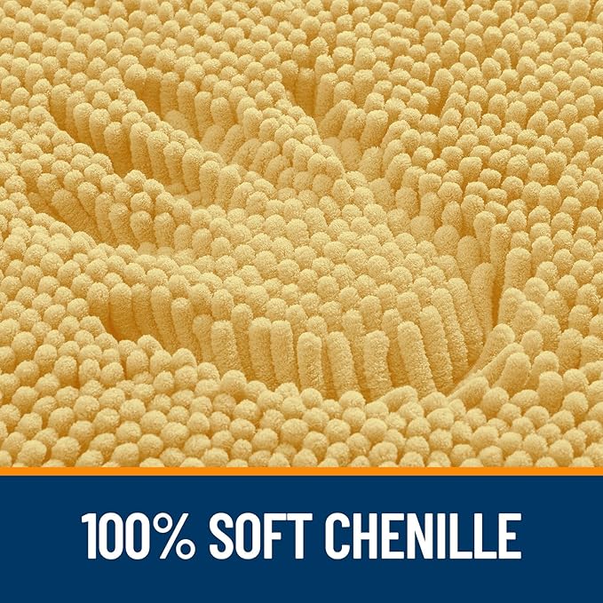 OLANLY Large Bathroom Rugs 50x30, Extra Soft Absorbent Chenille Bath Rugs, Rubber Backing Quick Dry, Machine Washable Bath Mats for Bathroom Floor, Tub and Shower, Home Decor Accessories, Yellow