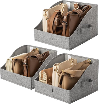 GRANNY SAYS Closet Storage Bins, Clothes Organizer and Storage Bins, Trapezoid Storage Boxes with Handles, Storage Baskets for Shelves, Dark Gray, Medium, 3-Pack