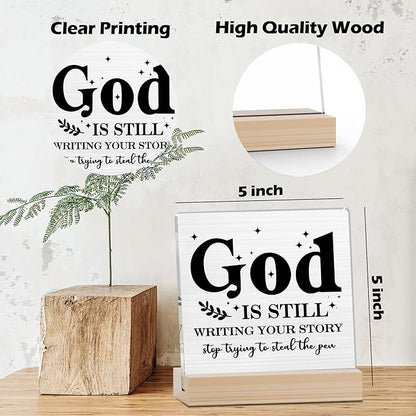 Farmhouse Decor, Acrylic Christian God Home Decorations, Aesthetic Entry Way Table Shelf Decor, Living Room Table Accessories, Boho Office Decorations For Work (07)