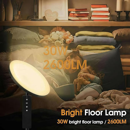 Upgraded Floor Lamp, 30W/2600LM Super Bright Floor Lamp with Remote Control, Stepless Adjust Color Temperatures and Brightness, Torchiere Standing Lamp for Living Room Bedroom Office